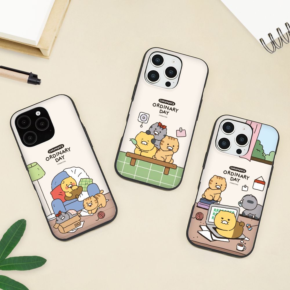 [S2B] KAKAO FRIENDS CHOONSIK Magnetic Door Wallet Card Case Compatible with iPhone – Dual Layer Protective Bumper Phone Case, Card Storage (2) - Made in Korea